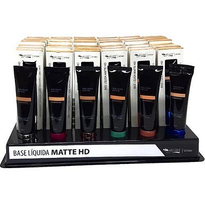 Base Líquida Matte HD Max Love Cores Claras 08 ao 15 – Box c/ 36 unid