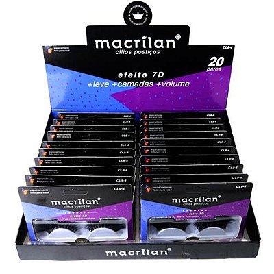 Cílios Postiços Efeito 7D Super Volume Macrilan Linha Premium CL9-4 – Box c/ 20 unid