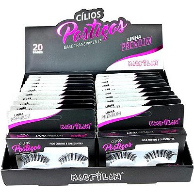 Cílios Postiços Fios Curtos e Crescentes Linha Premium Macrilan CL4-4 – Box c/ 20 unid