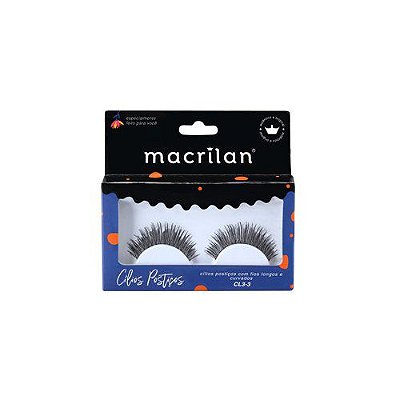 Cílios Postiços Macrilan Fios Longos e Curvados CL3-3 - Caixa c/ 10 pares