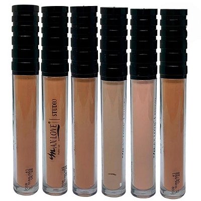 Corretivo Líquido Vegano Box 02 Cor 46 ao 51 Max Love  - Kit c/ 06 unid