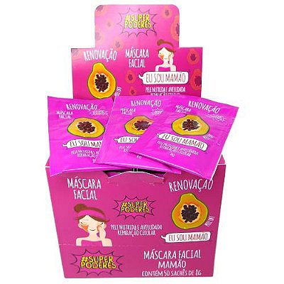 Máscara Facial Mamão Super Poderes MAMSP01 - Box c/ 50 unid