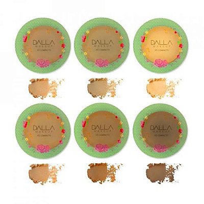Pó Compacto Micronizado Peles Morenas e Negras Dalla Makeup DL-0207 - Kit c/ 06 unid