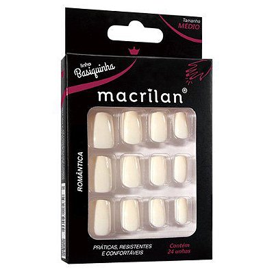 Unhas Postiças Macrilan Linha Basiquinha Médio Romântica UP304E – Pcte c/ 12 unid