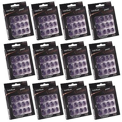 Unhas Postiças Macrilan Linha Premium Médio Roxo UP304A – Pcte c/ 12 unid