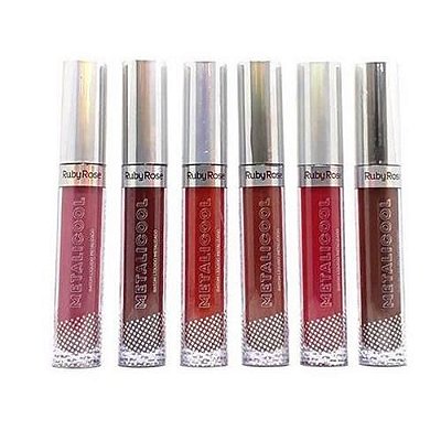 Batom Líquido Metalicool Ruby Rose HB-8219 - Kit c/ 06 unid