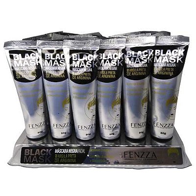 Máscara Facial Black Mask com Argila Preta e Arginina Fenzza FZ38020 - Box c/ 24 unid