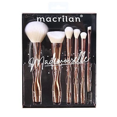Kit com 06 Pincéis para Maquiagem Mademoiselle Macrilan ED004