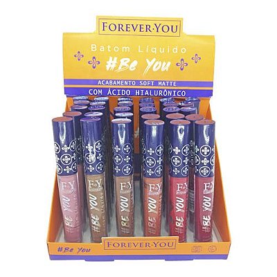 Batom Líquido com Ácido Hialurônico Be You Forever You FY002 – Box c/ 24 unid