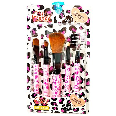 Kit com 05 Pincéis para Maquiagem Miss France MF-6420