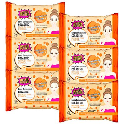 Lenço Demaquilante Colágeno Cheirinho de Pêssego Super Poderes LDSP01 – Kit c/ 06 unid