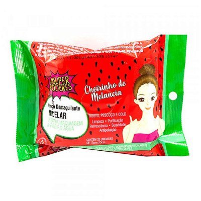 Lenço Demaquilante Micelar Cheirinho de Melancia Super Poderes LDSP02