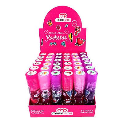 Brilho Labial Infantil Rockstar Maria Pink MP10010 - Box c/ 36 unid