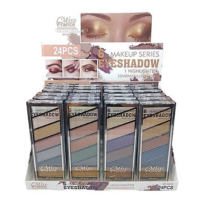 Paleta de Sombras e Iluminador Miss France MF-8516 – Box c/ 24 unid