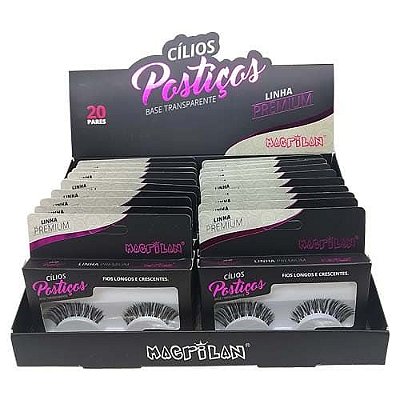 Cílios Postiços Fios Longos e Crescentes Linha Premium Macrilan CL4-8 – Box c/ 20 unid