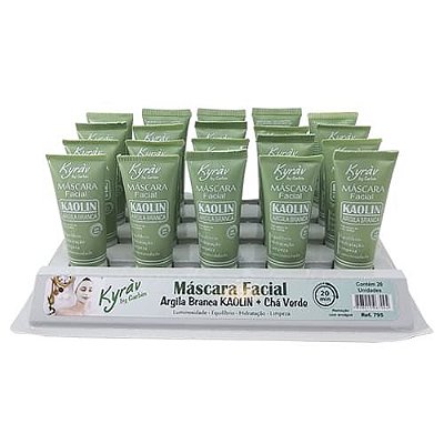 Máscara Facial Argila Branca Kaolin + Chá Verde Kyrav 795 – Box c/ 20 unid
