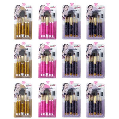 Kit com 05 Pincéis para Maquiagem Mandala PM-005 – Pcte c/ 12 unid