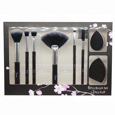 Kit de Pincéis e Esponja para Maquiagem Seven Colors SV-03