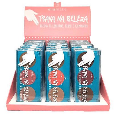 Paleta de Contorno, Blush e Iluminador Trava na Beleza Mia Make 259 - Box c/ 24 unid