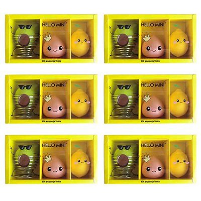 Kit Esponja Frutas para Maquiagem Hello Mini KIT301 – Pacote c/ 6 unid