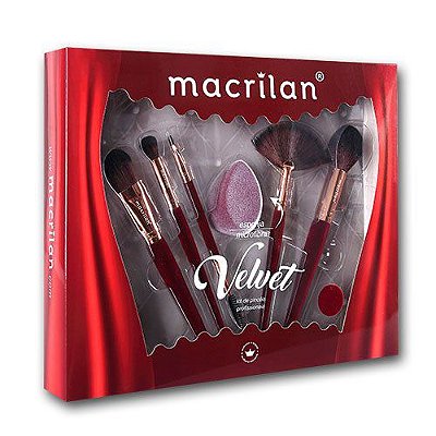 Kit de Pincéis Velvet Vermelho Macrilan ED010B