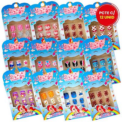 Unhas Postiças Infantil Lulu Beauty - Pacote c/ 12 Caixas