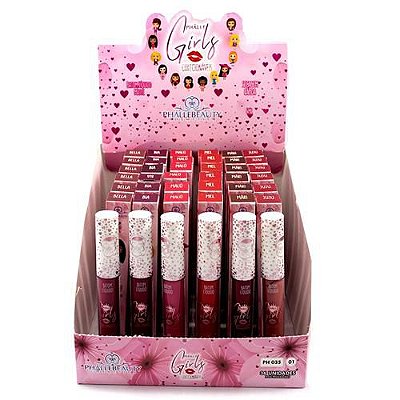Batom Líquido Matte Girls Colecionáveis Phállebeauty PH035 – Box c/ 36 unid