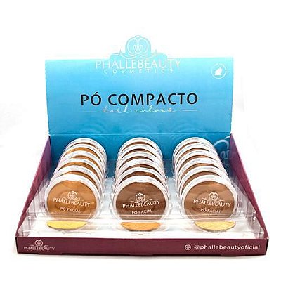 Pó Compacto Dark Colour Cores Escuras Phállebeauty PH0309 - Box c/ 18 unid