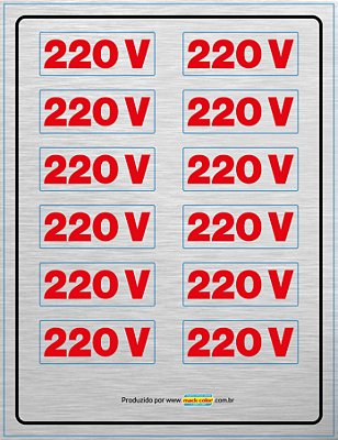 Adesivo de sinalização 120 VOLTS - Cartela com 12