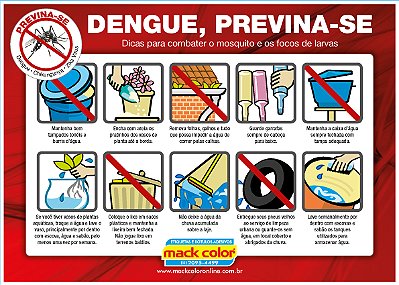 Adesivo de sinalização "Dengue, Previna-se" 210 x 150mm