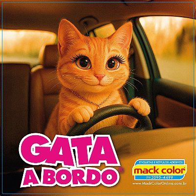 ADESIVO "GATA A BORDO" 12cm x 12xm