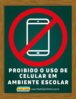 Adesivo Proibido o Uso de Celular em Ambiente Escolar 195x150mm