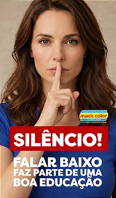 Adesivo de sinalização "SILÊNCIO" 19,5cm x 15cm