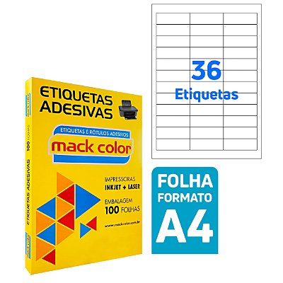 Etiqueta A4 A4336 inkjet/laser 70x23,8mm - 100 folhas