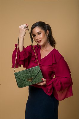 Versare Verde Dourado Bolsa de Couro