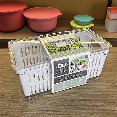 Organizador Clear Fresh com Cesto - 5 Litros - Natural
