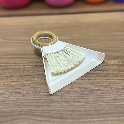 Kit de Escova e Pá Pequena para limpeza – Bambu - Off White