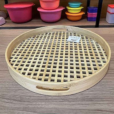 Bandeja em Bambu Redonda - 40cm - Vazada