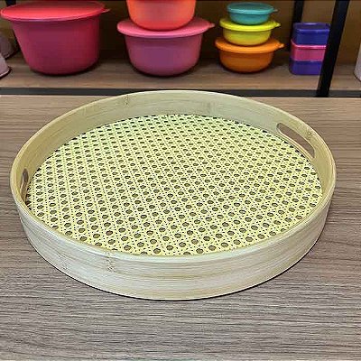 Bandeja em Bambu Redonda - 35cm - Palha