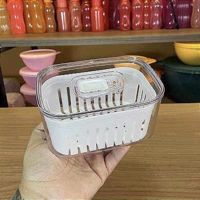 Organizador Clear Fresh com cesto - 0,65 Litros - Natural