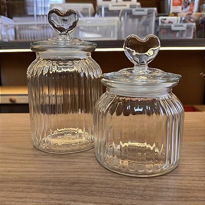 Kit 2 Potes de Vidro Hermético Coração - 650ml e 1000ml