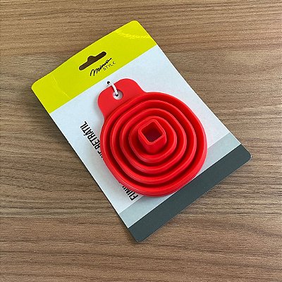 Funil de silicone retrátil - 13cm - vermelho