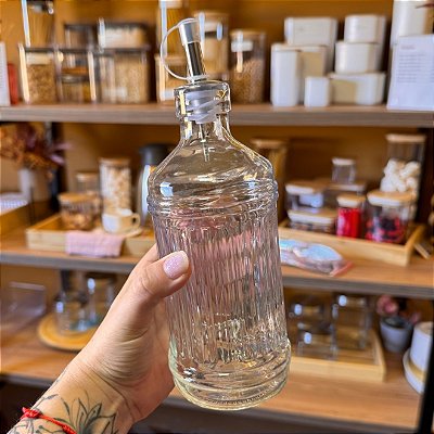Galheteiro de Vidro com Dosador em Metal - 500ml