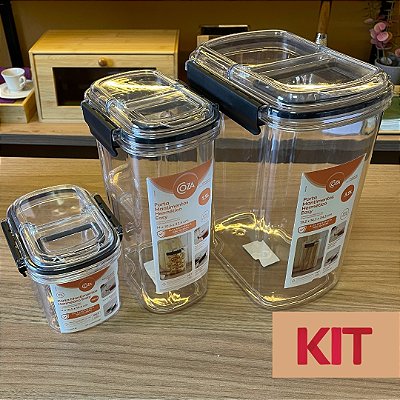 Kit 3 Pota Mantimentos Easy - 750ml - 1,5 Litros - 3,9 Litros