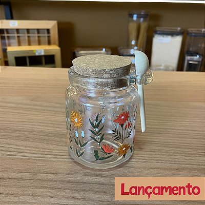 Pote Redondo com colher Flora - 240ml