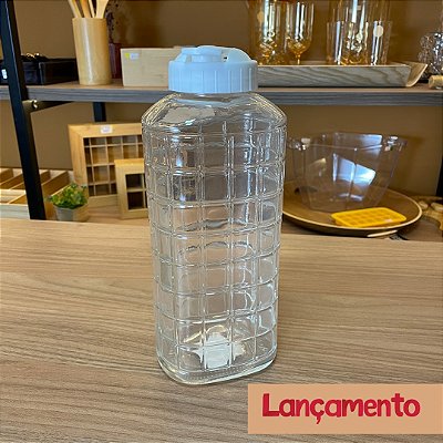 Garrafa de Vidro para Água - 1800ml - Quadrus