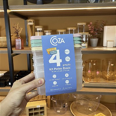 Kit 4 Potes Basic - 600ml - Pastel