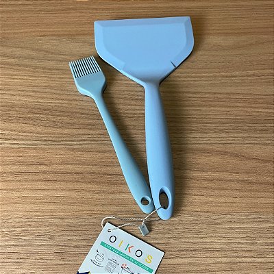 Kit Utensílios de Silicone Azul – Espátula Larga + Pincel