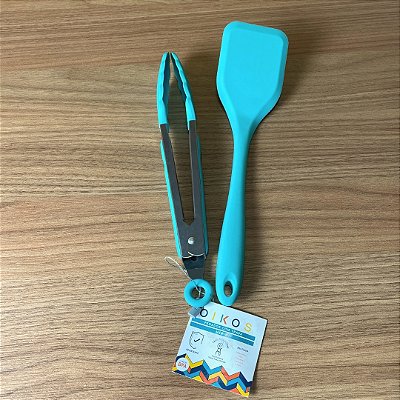 Kit Utensílios de Silicone – Pegador com Trava + Espátula Lisa