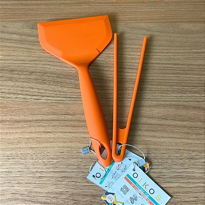 Kit Utensílios de Silicone Laranja – Espátula Larga + Pegador Pequeno